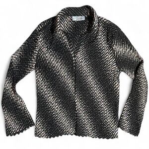 E.K. Designs Psychedelic Pastel Splatter Patterned Button Up Retro Cool Blouse